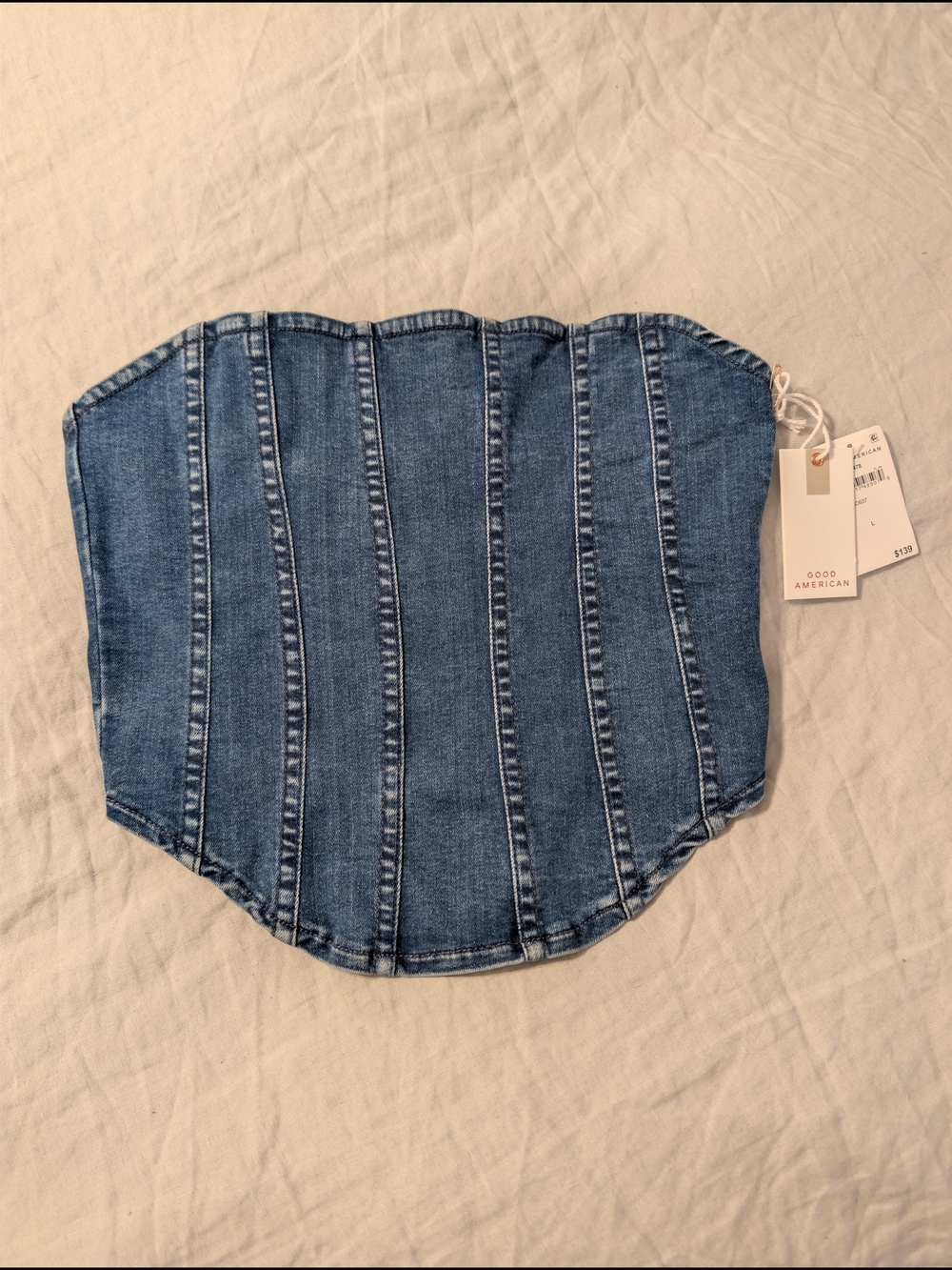 ​Good American Denim Corset Tube Top Strapless Bodice Indigo Size M NWT